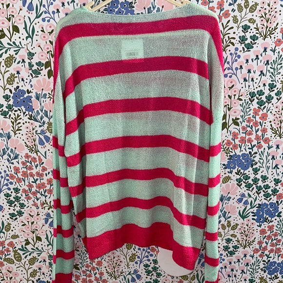Vibrant Striped Sweater in Pink and Turquoise - Picture 7 of 7